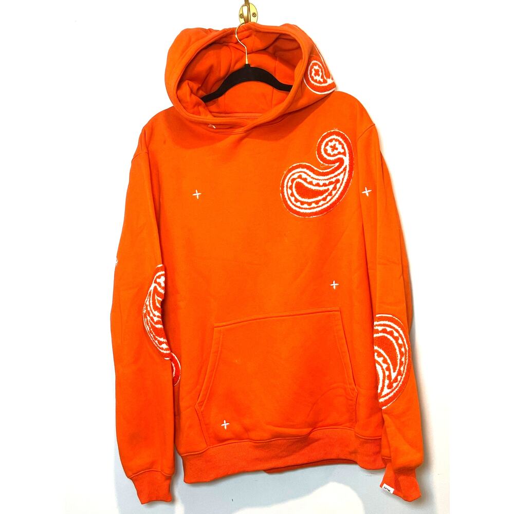 EPTM Mens Orange Paisley Hoodie‎ Street Style Size M